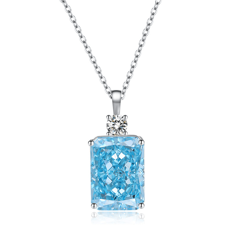 Princess Ice-Cut Necklace with 7-Carat Pink Square Pendant